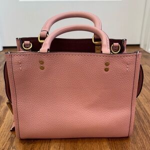Coach Pink Leather Shoulder Bag with Gold Accents